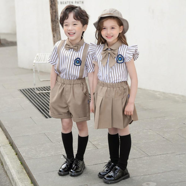 Boys Girls Summer School Unifrom Top and Shorts Set Wholesale Girl Boutique Clothing