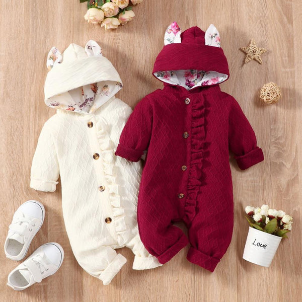 Autumn Winter Casual Hooded Baby Jumpsuit Wholesale Baby Clothes