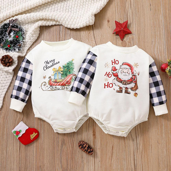 Christmas Baby Autumn Long-sleeve Cartoon Santa Romper Wholesale Baby Clothes