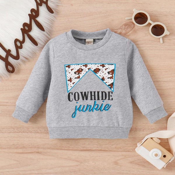 Boys And Girls Printed Letters Leopard Print Warm Pullover Long Sleeve Autumn And Winter Children's Clothing Wholesale