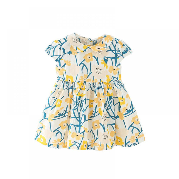 Toddler Girls Summer Floral Dress 95% Organic Cotton Wholesale Little Girls Clothes