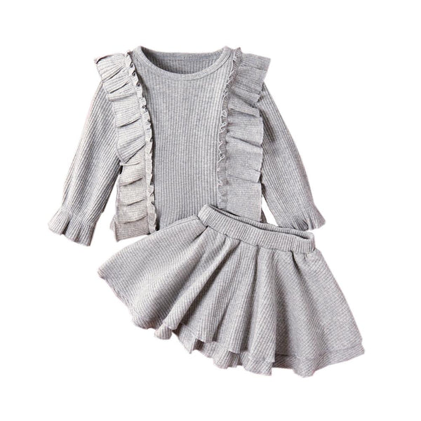 0-2T Baby Girls Spring Autumn Solid Grey Top and Skirt Buy Baby Clothes Wholesale