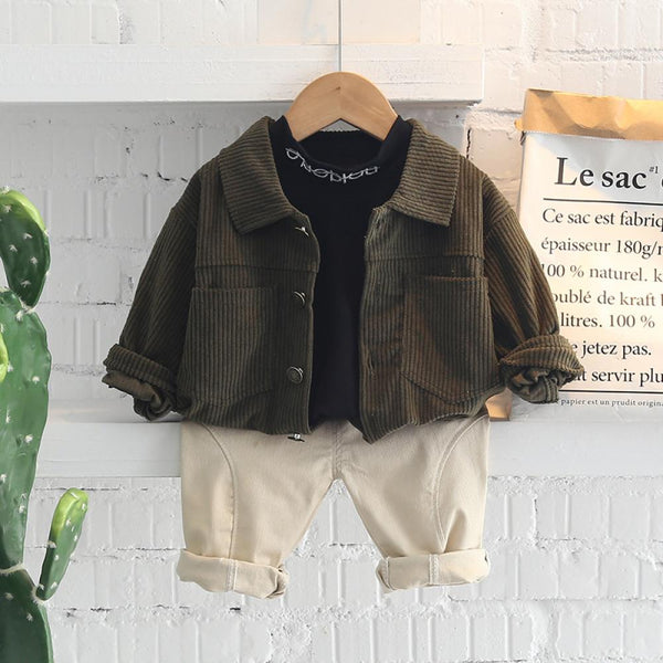 3-Pack Boys Spring and Autumn Corduroy Jacket Top and Pants Set Baby Boy Wholesale Boutique