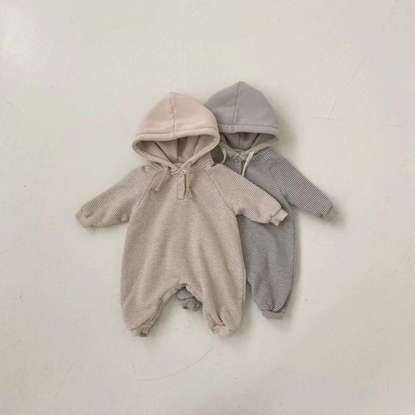 Autumn Winter Hooded Long Sleeve Baby Striped Romper Baby Clothes Wholesale