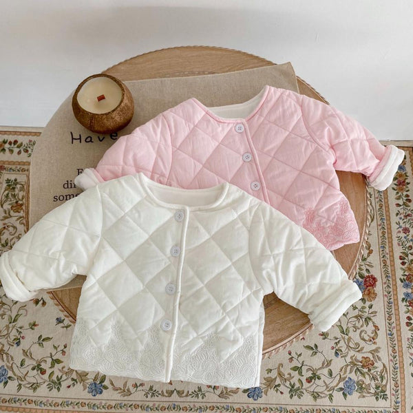 Winter Baby Girl Padded Jacket Thick Embroidered Cardigan Coat Wholesale Girls Clothes