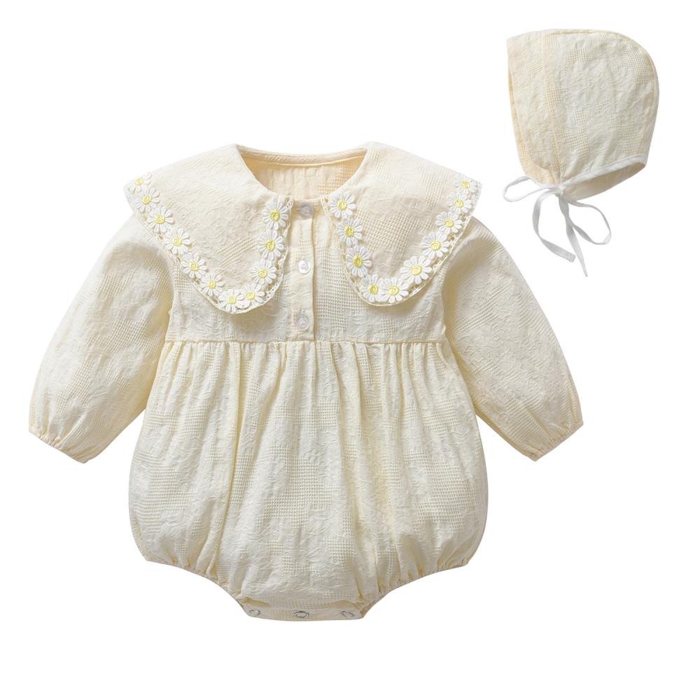 Baby Girls Long Sleeve Jacquard Embroidered Onesie Wholesale Girl Clothing
