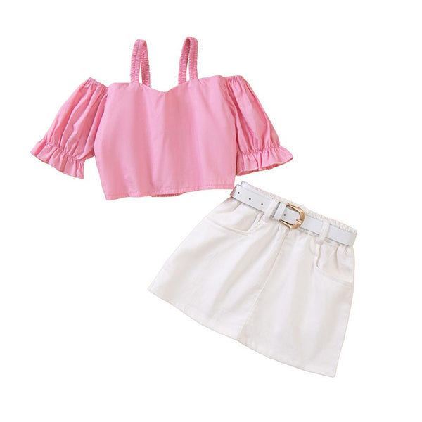Toddler Girls Summer Pink Top and Shorts Set Girls Dress Wholesale