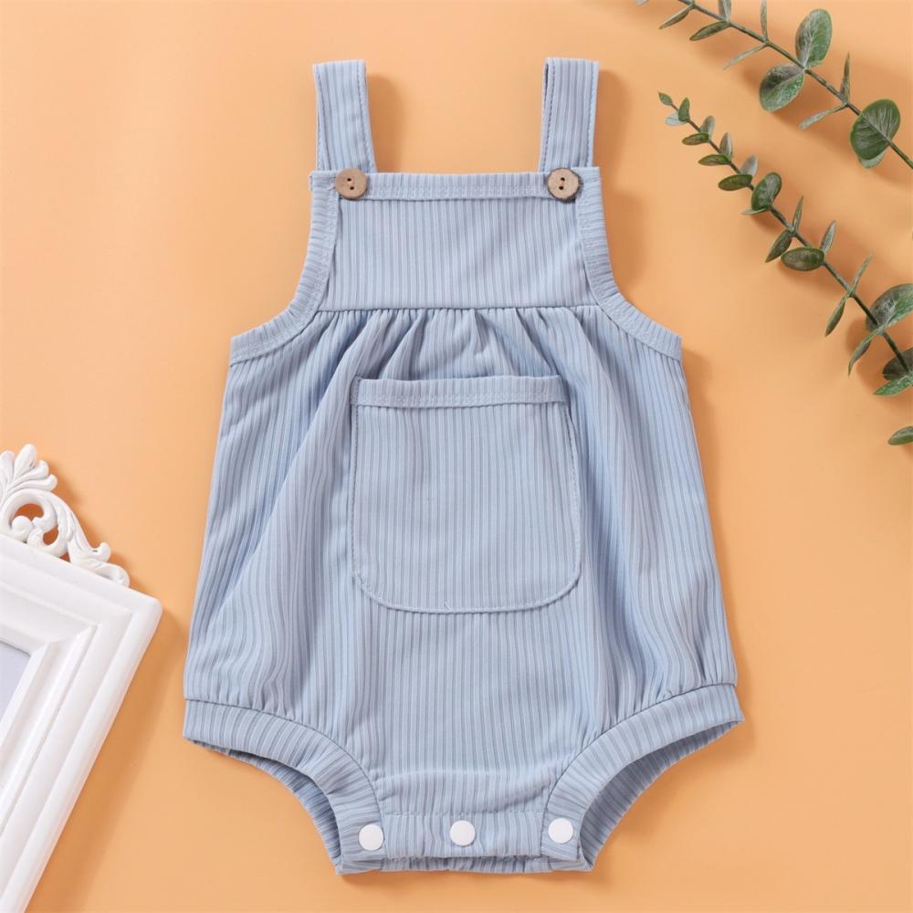 Unisex Newborn Baby Girls Romper Solid Color Sleeveless Pocket Suspenders Jumpsuit Buy Baby Clothes Wholesale
