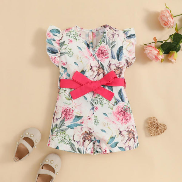 Summer Baby Girl Pants Flower Sleeveless Jumpsuit Wholesale Girls Clothes