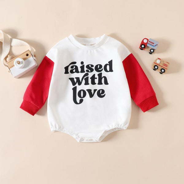 Autumn Valentine's Day Girl's Jumpsuit Color Matching Long Sleeve Letter Baby Romper Wholesale