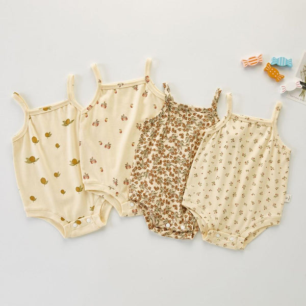 Newborn Baby Girls Summer Floral Sling Romper Thin Baby Clothes Wholesale Bulk