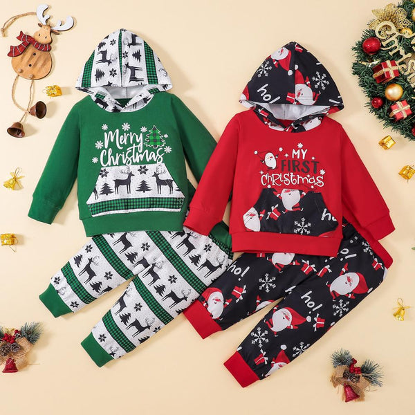 Christmas Hooded Sweater Two-piece Set Wholesale Boys Clothes