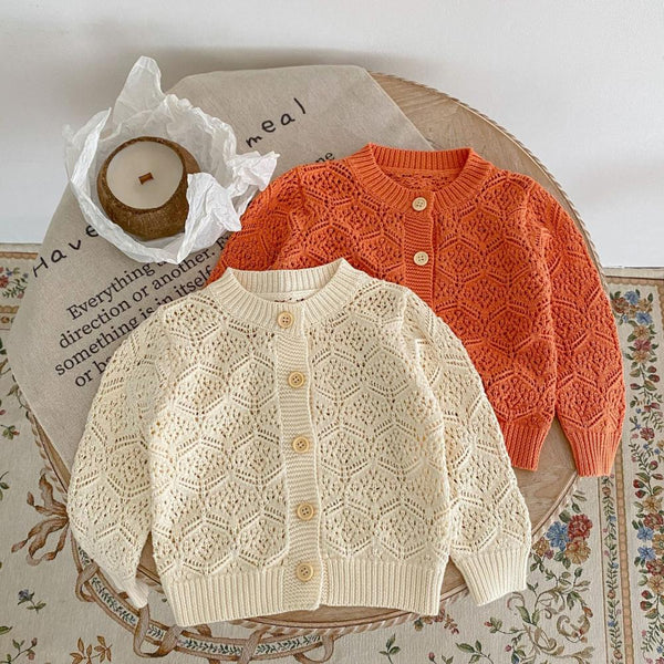 Spring and Autumn Boys and Girls Baby Hollow Jacket Cotton Long-sleeved Cardigan Wholesale Baby Clothes
