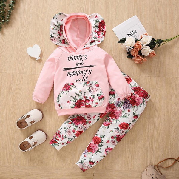 Toddler Girls Autumn Letter Hoodie Top and Floral Pants Set Buy Baby Clothes Wholesale