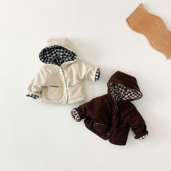 Winter Thickened Plaid Quilted Jacket Reversible Baby Cotton Jacket Wholesale