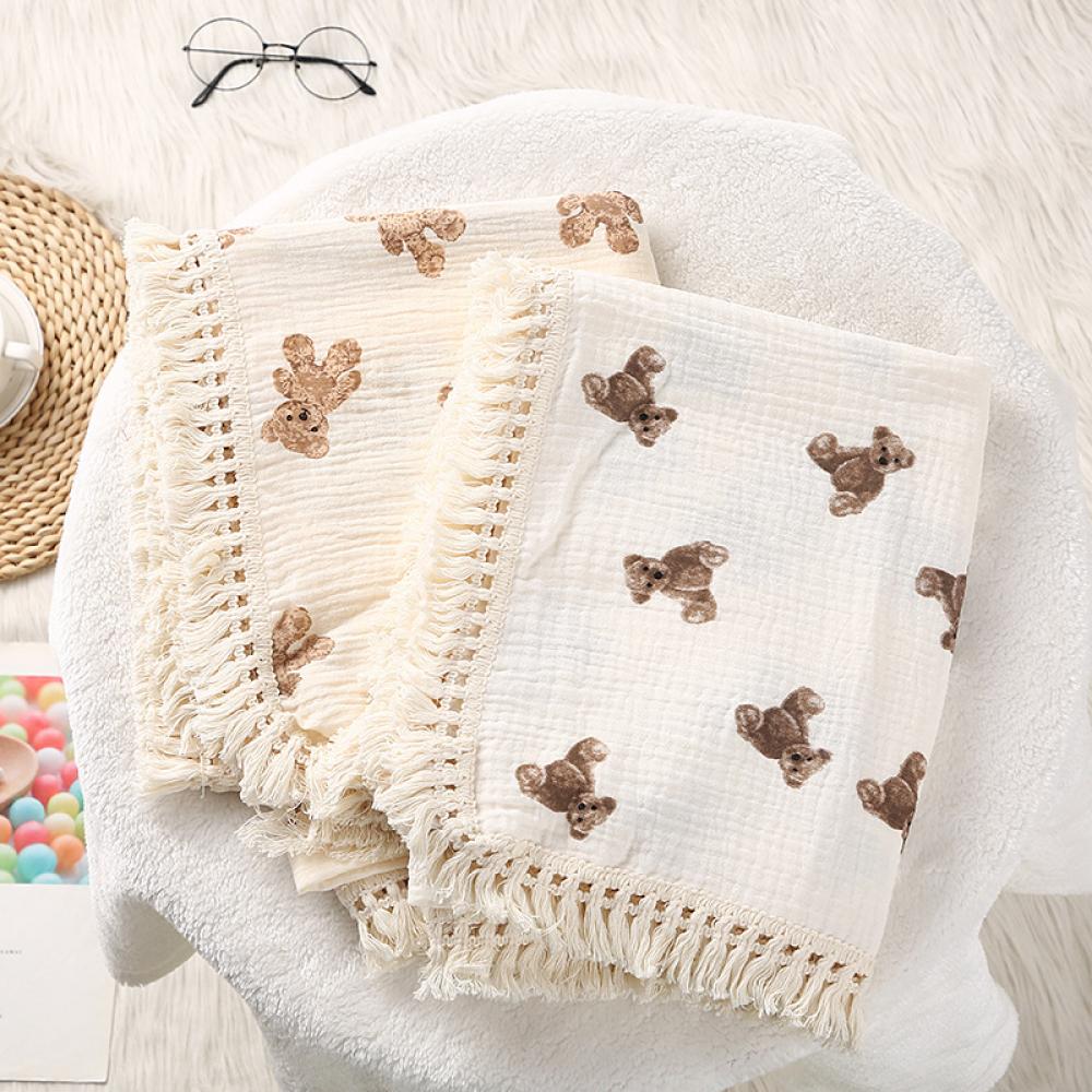 Baby Double Crepe Cotton Soft Fringed Blanket Wholesale Baby Blanket