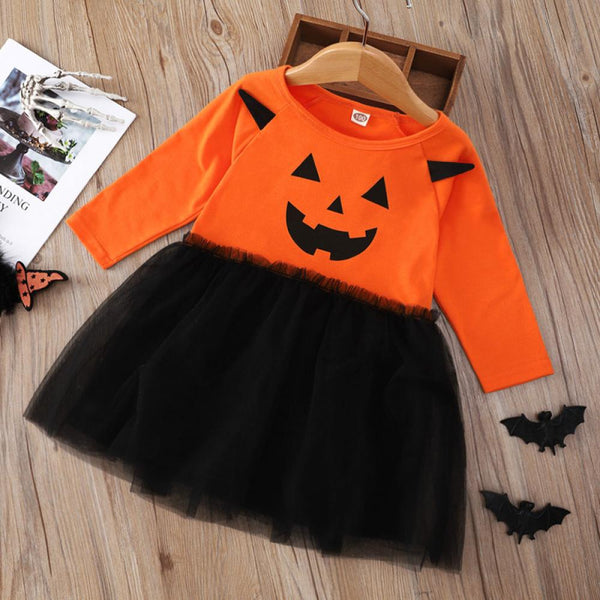 Orange Halloween Gauze Dress For Girl Wholesale Girl Dress