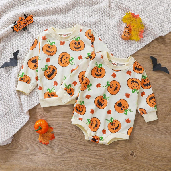 Boy and Girl Baby Halloween Pumpkin Romper/Top Wholesale Baby Children Clothes