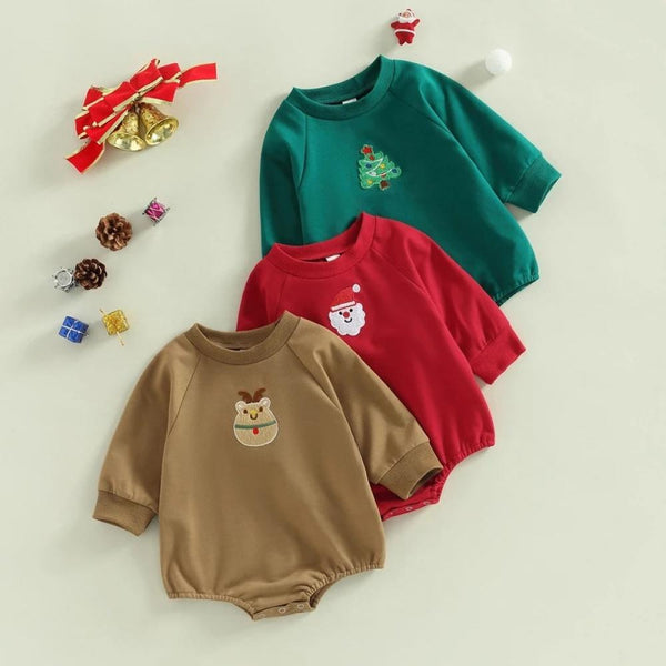 Autumn Baby Christmas Embroidery Long-sleeve Romper Wholesale Baby Clothes