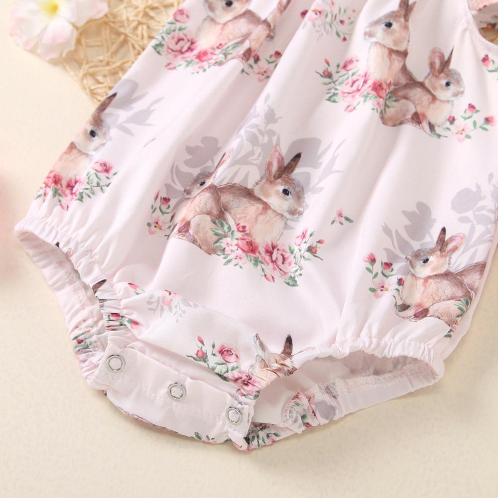 Baby Girls 1 One-piece Garment Summer Sleeveless Bunny Easter Egg Printed Wholesale Baby Boutique Clothing
