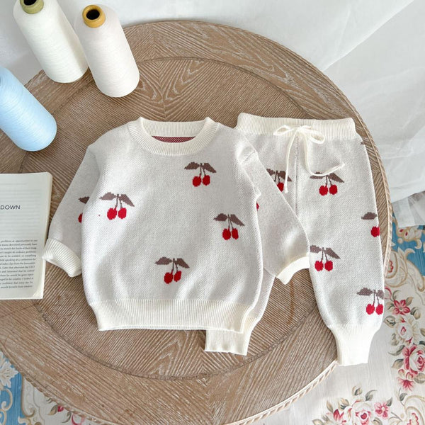 Autumn Jacquard Cotton Yarn Sweater Pants Girl Baby Western Style Suit Wholesale
