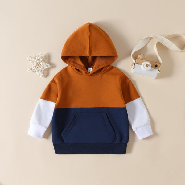 Autumn Boys Hooded Color-block Sweater Wholesale Boys Clothes