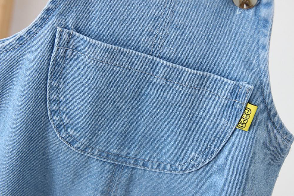 Neutrals Unisex 0-3y Baby Boys Denim Jumpsuit Solid Color Pocket Soft Jeans Babywear Wholesale