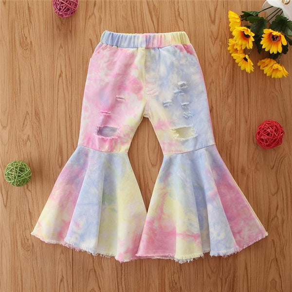 Spring And Autumn Children's Pants Girls Rolled Dyed Horn Pants Wholesale Girls Clothes