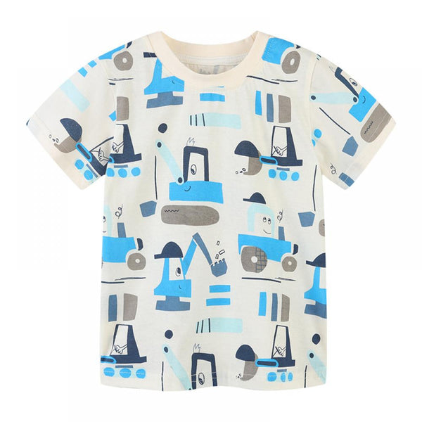 Kids Short Sleeve T-Shirt Summer Cartoon Print Boys T-Shirt Knit Cotton Top Wholesale Boys Clothes