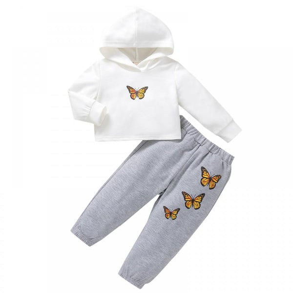 Newborn Girl Butterfly Hoodie and Pants Autumn Set Baby Boutique Clothing Wholesale