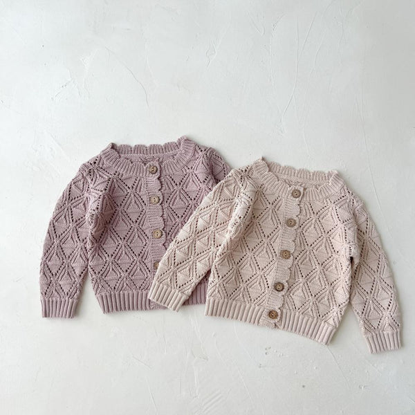 Baby Girls Spring Autumn Knitted Cardigan Solid Color Wholesale Clothing Baby