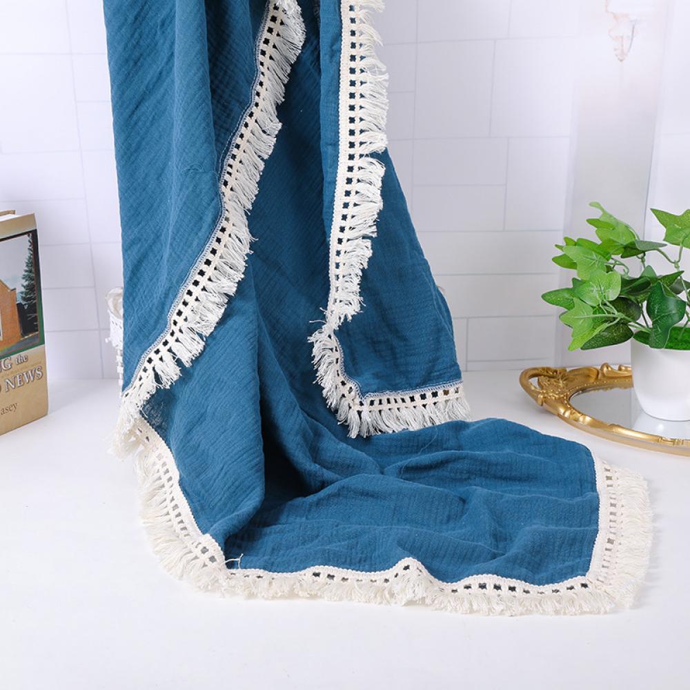 Baby Double-layer Cotton Gauze Blanket Lace Tassel Bulk Baby Blankets