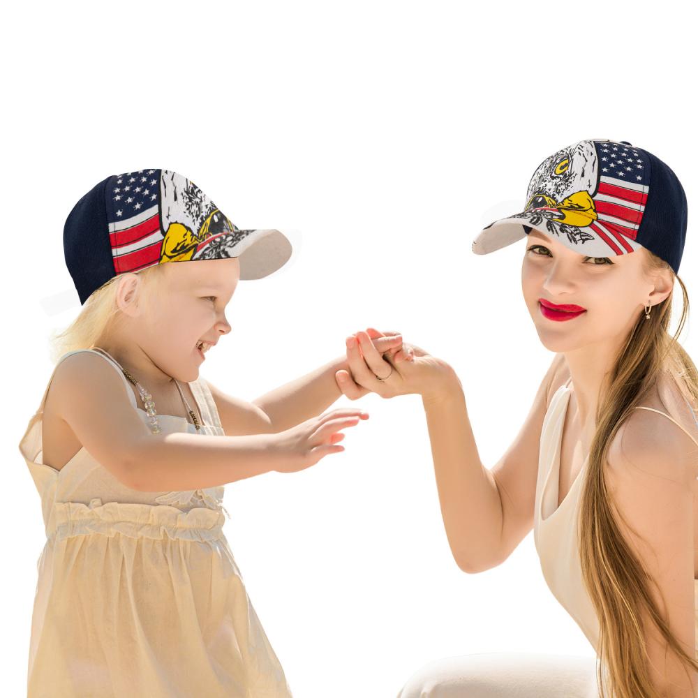 2PCS American Patriotic Day Printed Parent-child Baseball Cap Adjustable Baby Sun Hat Children's Hat Wholesale Childrens Hats