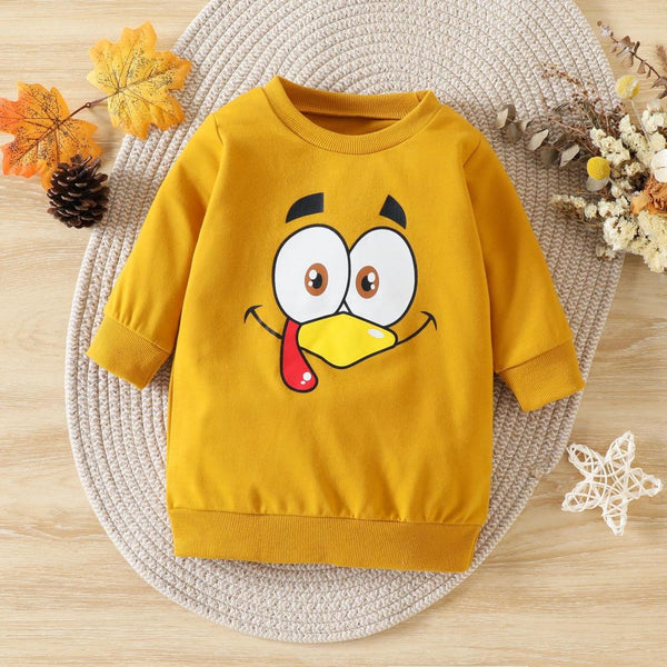 Thanksgiving Fall Long Sleeve Sweatshirt Cartoon Turkey Print Sweatshirt Wholesale Kids Clothes