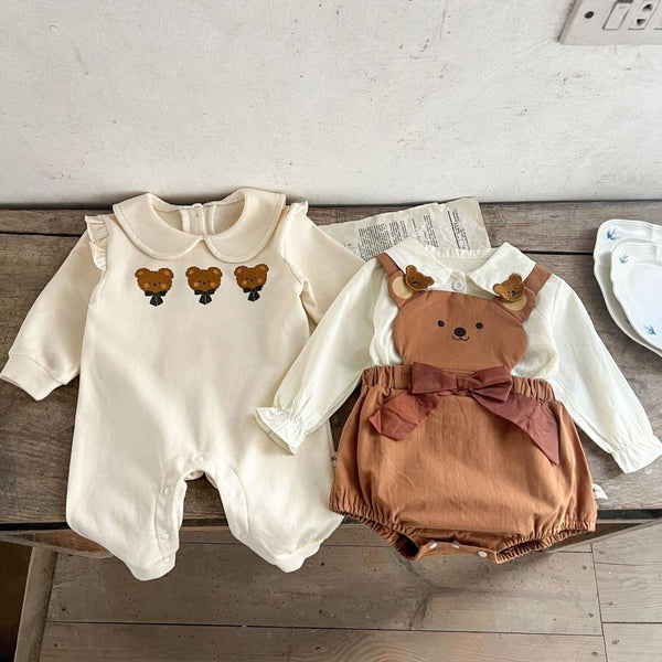 Spring New Baby Jumpsuit For Boys And Girls Cotton Printed Bear Romper Wholesale Baby Clothes