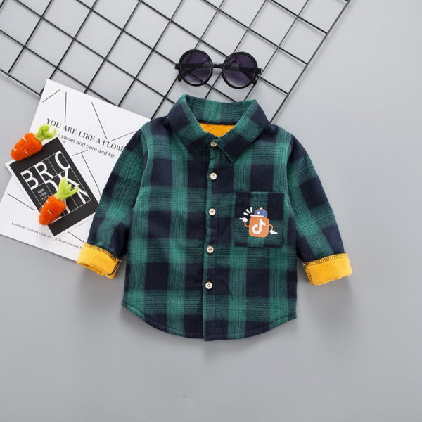 Spring and Autumn Children's Plaid Shirts for Boys and Girls Wholesale Kids Clothes