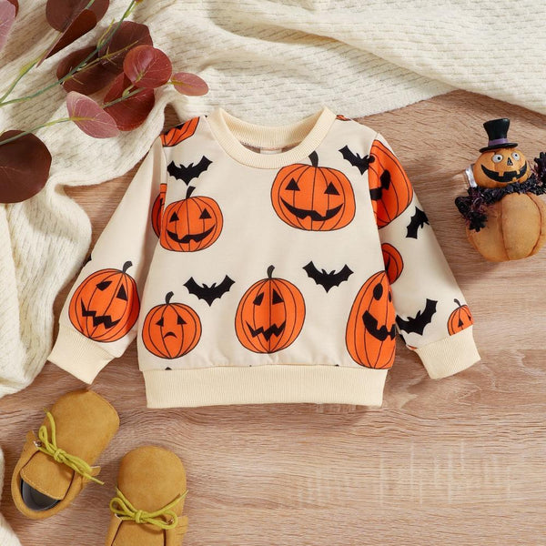 Halloween Children's Autumn and Winter Pumpkin Print Sweatshirt Wholesale Baby Children Clothes