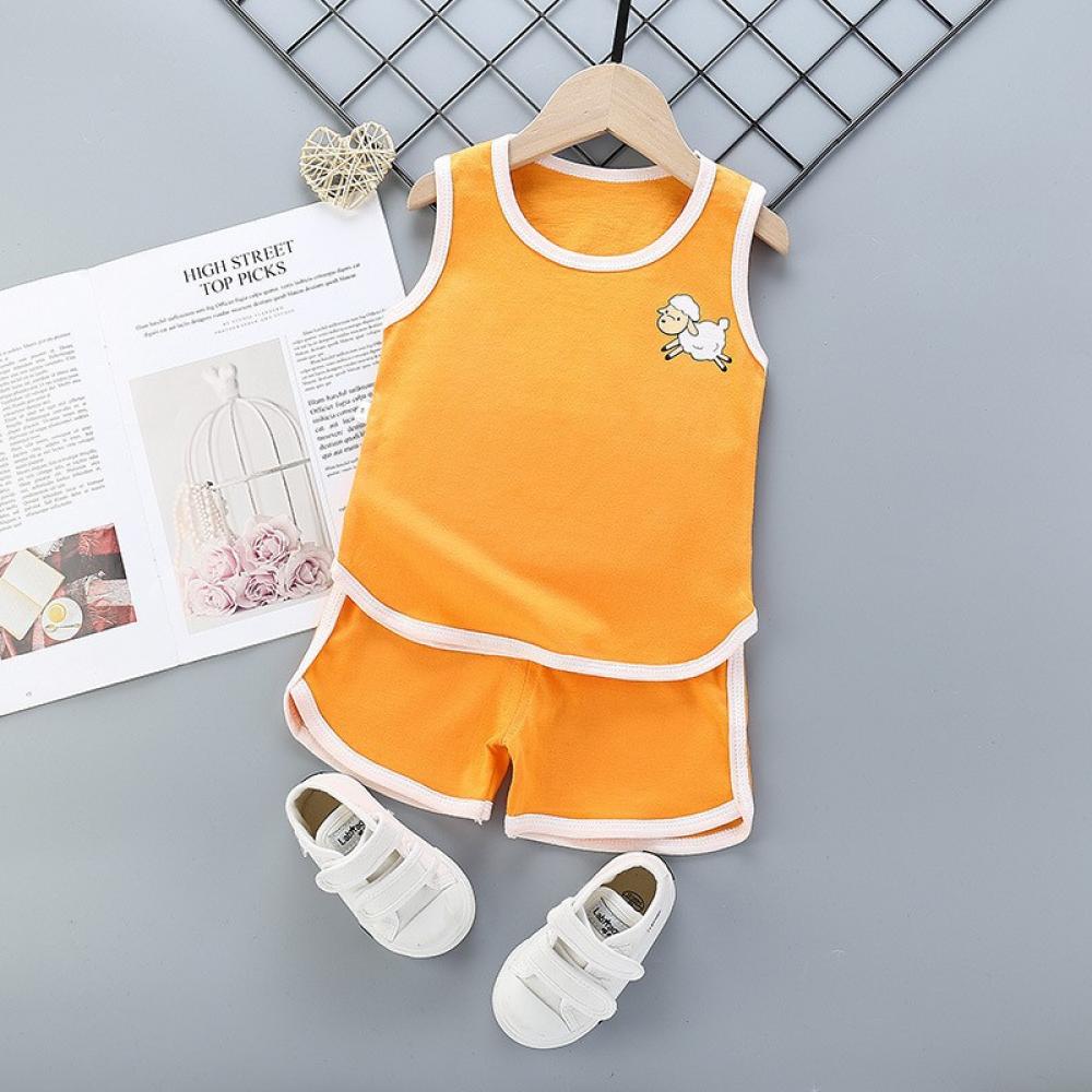 Toddler Unisex SetsSummer Thin Cute Cartoon Print Vest Sleeveless And Shorts Two-piece Suit Wholesale Kids Clothing