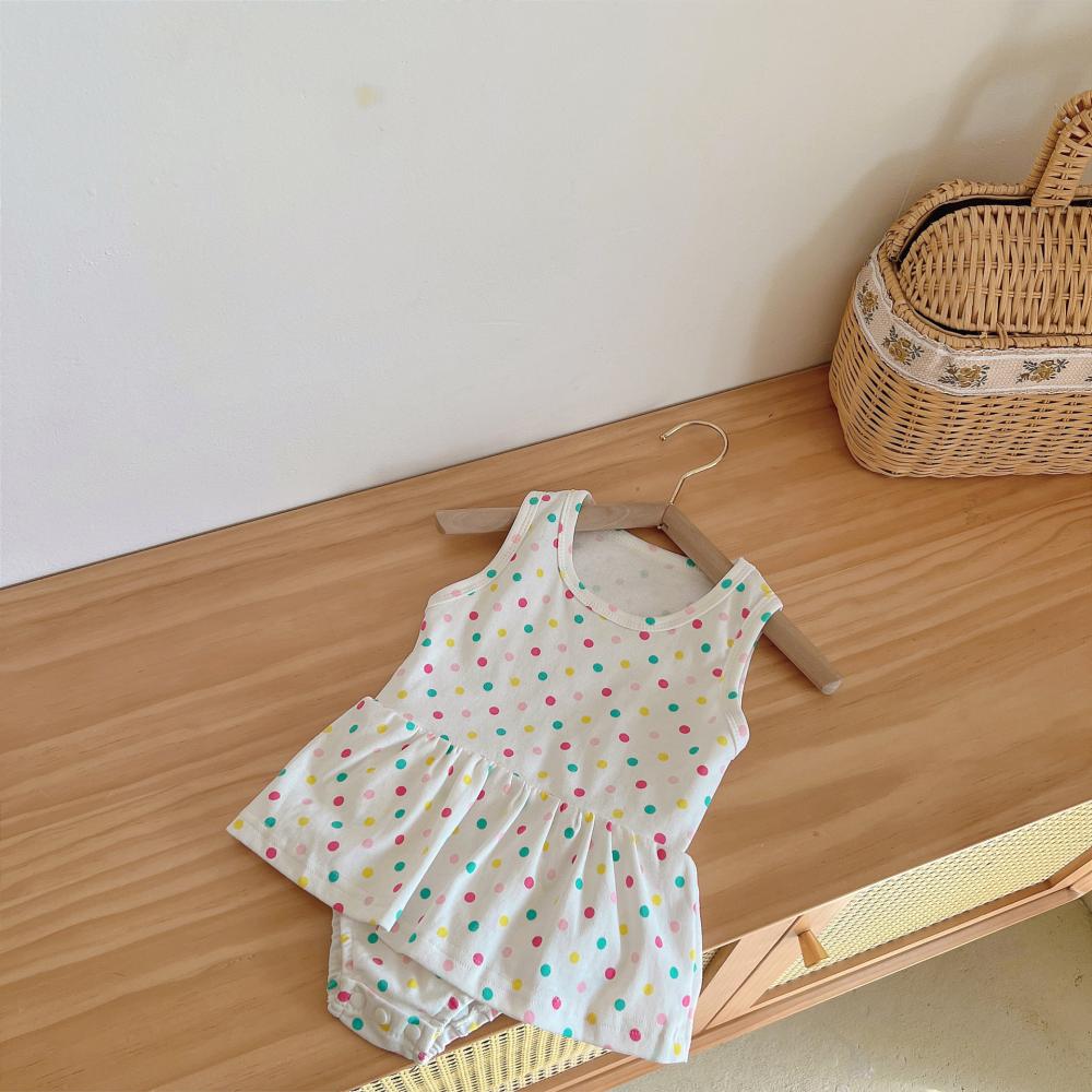 Newborn Baby Girls Romper Colorful Dot Printed Sleeveless Onesie Newborn Baby Clothes Wholesale