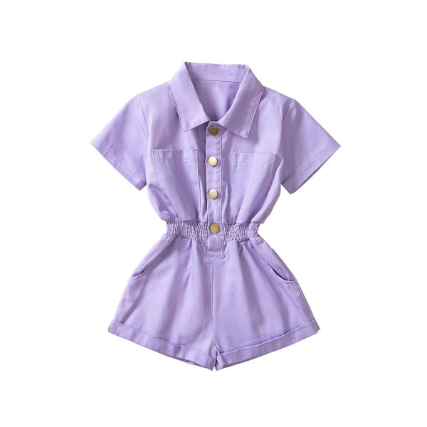 Toddler Girls Solid Purple Summer Jumpsuit Girl Wholesale