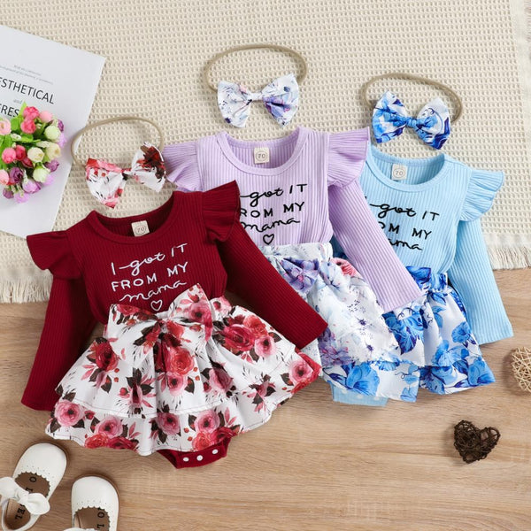 Autumn Baby Girls Letter Print Romper Wholesale Girls Clothes
