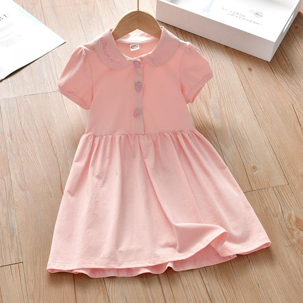 Toddler Girls Dress Summer Short Sleeve Embroidered Strawberry Skirt Wholesale Girls Dress