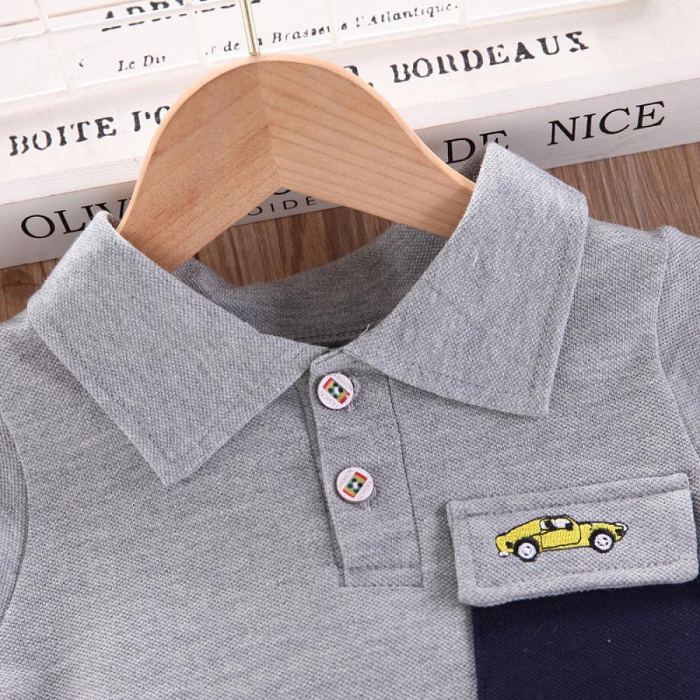 Toddler Boys Set Summer Car Embroidery Leisure Top and Shorts Kids Boutique Wholesale