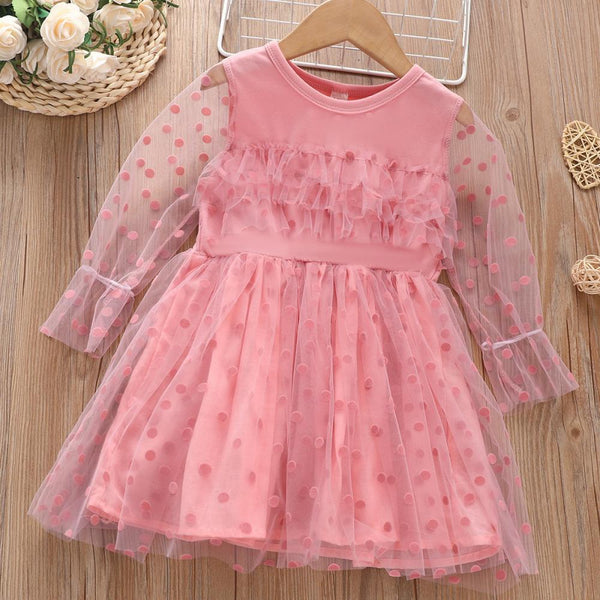 Toddler Girls Dress Autumn Polka Dot Dress Wholesale Baby Girl Clothes