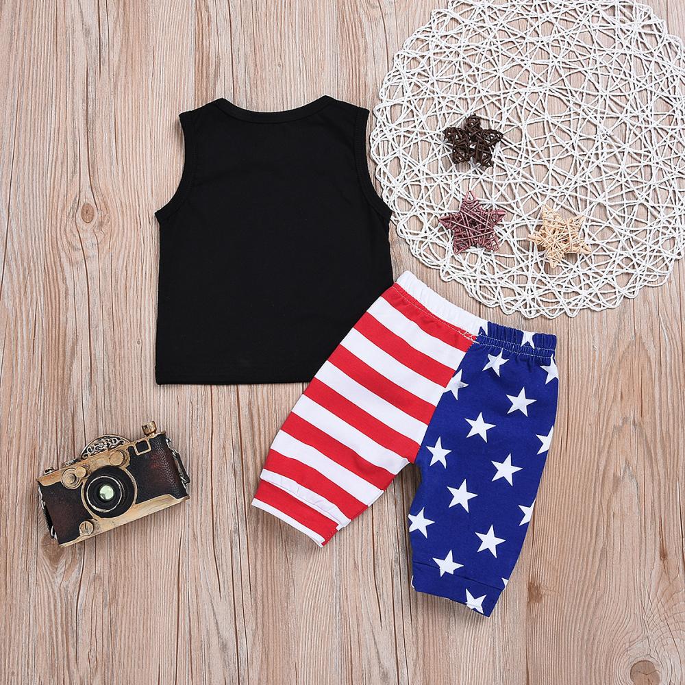 0~3Y Children's Clothing Summer Style American Independence Day Suit Boys Sleeveless Vest + Trousers Two-Piece Set Wholesale Baby Clothes