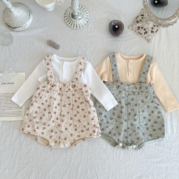 Autumn Baby Soft Denim Overalls Baby Floral Overalls Wholesale Baby Clothes