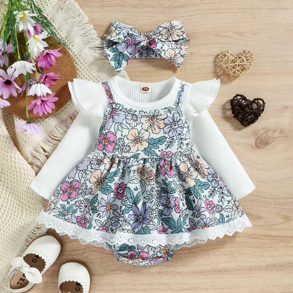 Autumn and Winter Baby Girl Lace Skirt Three-piece Suit Wholesale Girls Clothes