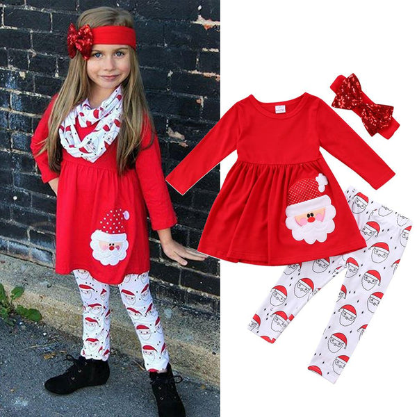 Toddler Girl Christmas Autumn Girls' Ruffled Top Pants Set Wholesale Girl Clothing