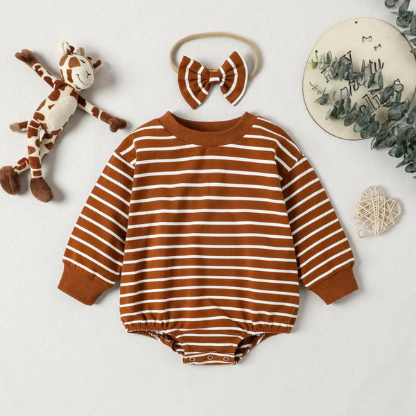 Autumn Baby Girls Print Romper + Hairband Two-piece Set Wholesale Baby Clothes