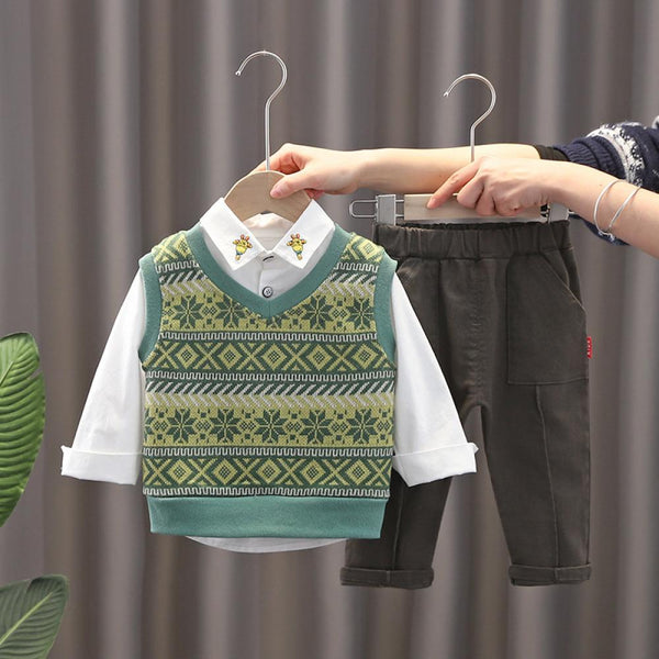 Boys Spring and Autumn T-shirt Vest And Pants Set  Boys Wholesale Clothes